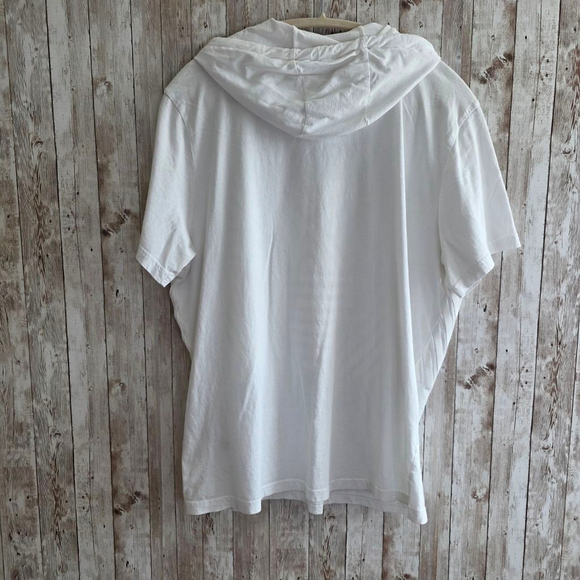 Men's INC International Concepts White Textured Short Sleeve Hoodie Tshirt L - Picture 4 of 5